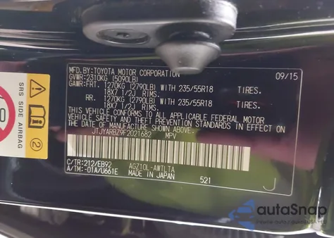 2015 Lexus Nx 200T F Sport z USA, uszkodzony, nr VIN JTJYARBZ9F2021682